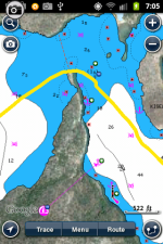 Même trace, même carte Navionics, et trait de côte Google Earth